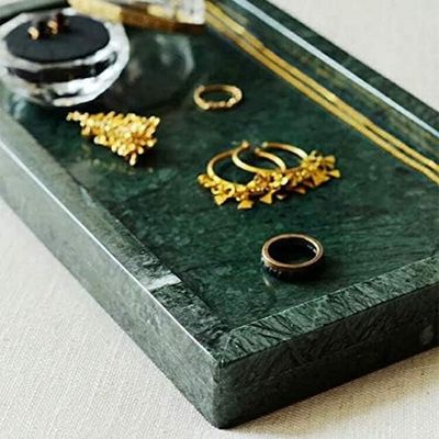 Green Rectangular Marble Border Tray Green Rectangular Marble Border Tray