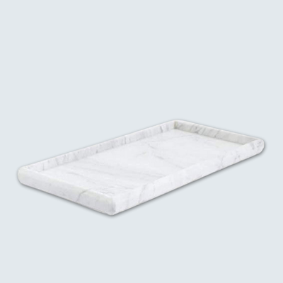 White Rectangular Marble Border Tray