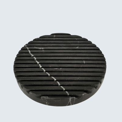 Black Round Marble Grooved Tray