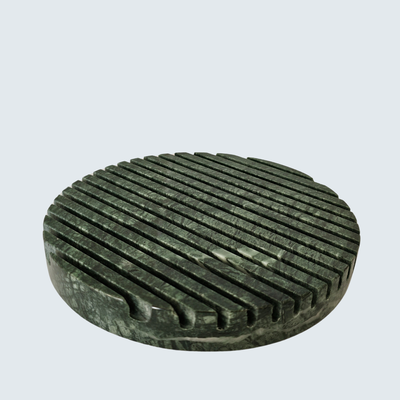 Green Round Marble Grooved Tray