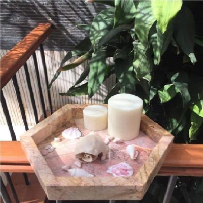 Beige Hexagonal Marble Border Tray Beige Hexagonal Marble Border Tray