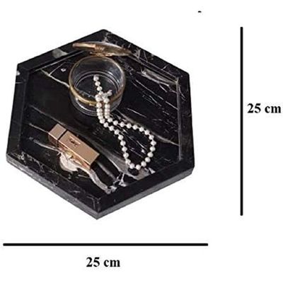 Black Hexagonal Marble Border Tray