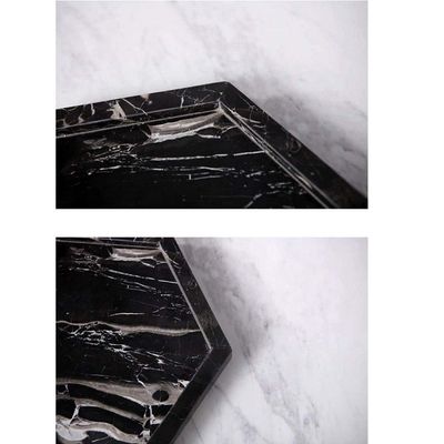 Black Hexagonal Marble Border Tray Black Hexagonal Marble Border Tray