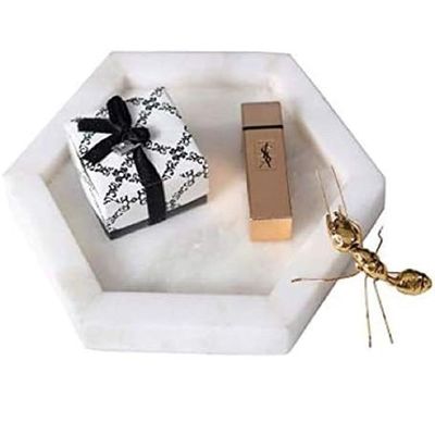 White Hexagonal Marble Border Tray White Hexagonal Marble Border Tray