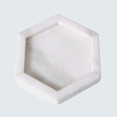White Hexagonal Marble Border Tray