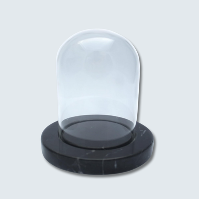 Black Marble Plate with long glass dome