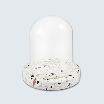 Terrazo Plate with long glass dome