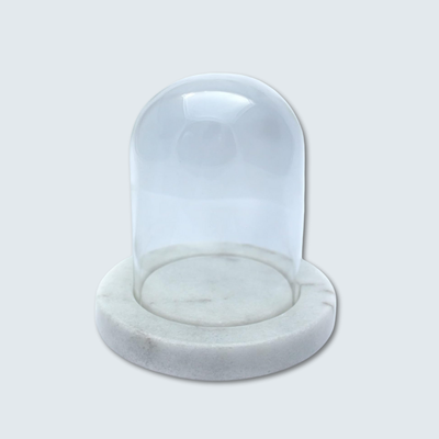 White Marble Plate with long glass dome