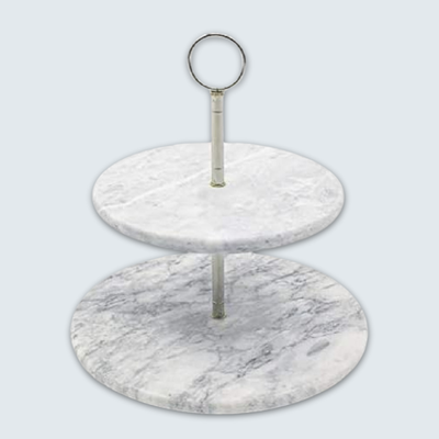 White Round Marble 2 Tiered Cake Stand White Round Marble 2 Tiered Cake Stand