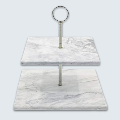 White Square Marble 2 Tiered Cake Stand White Square Marble 2 Tiered Cake Stand
