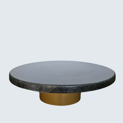 Black Marble Cake Stand with marble top and round metal stand