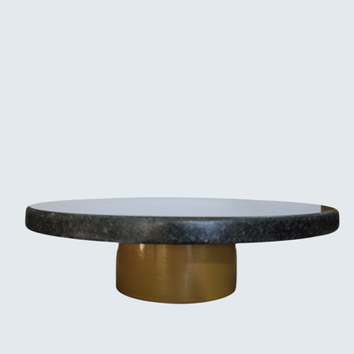Black Marble Cake Stand with marble top and round metal stand