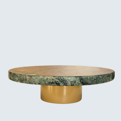 Green Marble Cake Stand with marble top and round metal stand