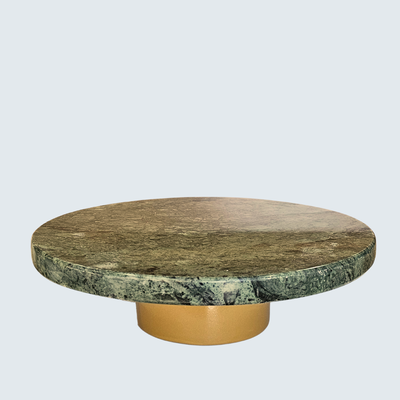 Green Marble Cake Stand with marble top and round metal stand