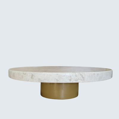 White Marble Cake Stand with marble top and round metal stand