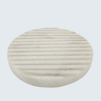 White Round Marble Grooved Tray
