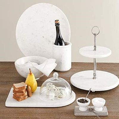 Fancy White Marble Tray with glass dome Fancy White Marble Tray with glass dome