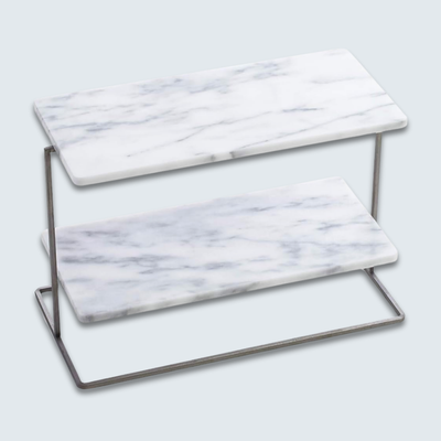 White Marble 2 Tiered Cake Stand