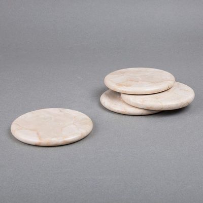 Beige Round Marble Coasters (set of 6) Beige Round Marble Coasters (set of 6)