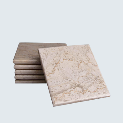 Beige Square Marble Coasters (set of 6)