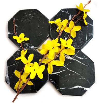 Black Octagon Marble Coasters (set of 6) Black Octagon Marble Coasters (set of 6)