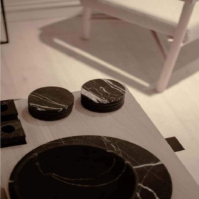 Black Round Marble Coasters (set of 6) Black Round Marble Coasters (set of 6)