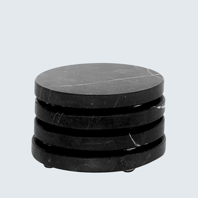 Black Round Marble Coasters (set of 6)
