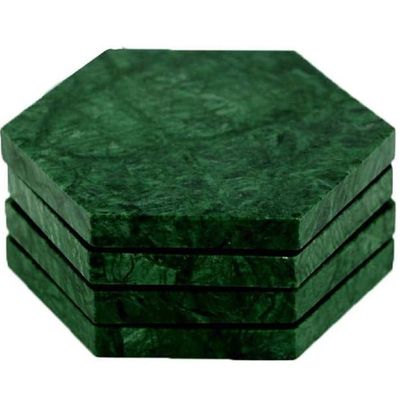 Green Hexagon Marble Coasters (set of 6)