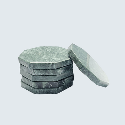 Green Octagon Marble Coasters (set of 6)