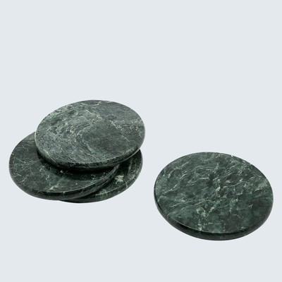 Green Round Marble Coasters (set of 6)