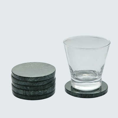 Green Round Marble Coasters (set of 6)