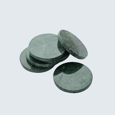 Green Round Marble Coasters (set of 6)