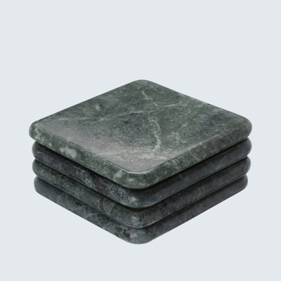 Green Square Marble Coasters (set of 6)