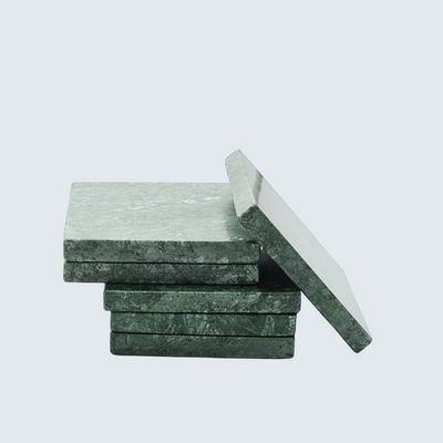 Green Square Marble Coasters (set of 6)
