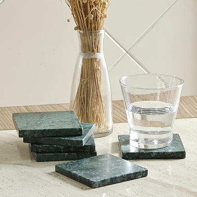Green Square Marble Coasters (set of 6) Green Square Marble Coasters (set of 6)