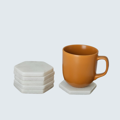 White Hexagon Marble Coasters (set of 6)