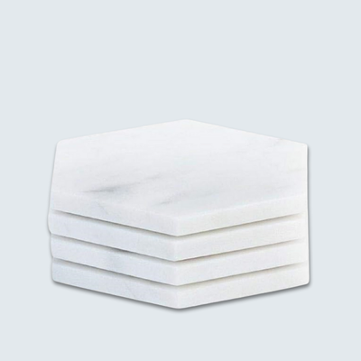 White Hexagon Marble Coasters (set of 6)