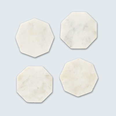 White Octagon Marble Coasters (set of 6)