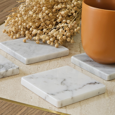White Square Marble Coasters (set of 6)