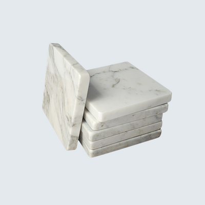 White Square Marble Coasters (set of 6)