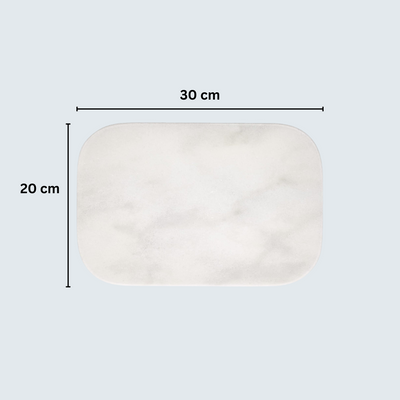 White Marble Serving Board 20x30cm with curved edges White Marble Serving Board 20x30cm with curved edges