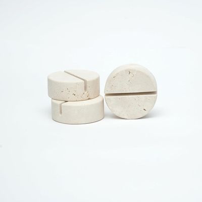 Travertine Round Card Holders (set of 4)
