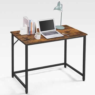 VASAGLE Modern Computer Desk, Industrial Laptop PC Table, Compact Home Office Workstation, Durable Particleboard & Steel Stylish Desk for Study - Rustic Brown and Black