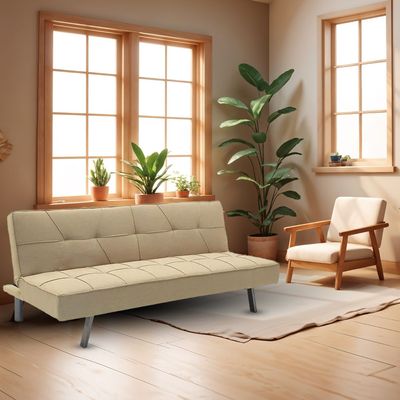 Sofa Bed Living Room Fabric Sofa Bed Legs Three Seat Sofa Bed Modern Design Living Room Sofa (Light Brown)