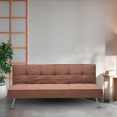 Modern Heavy-Duty 3-Seater Sofa Bed – Convertible Couch, Upholstered, Space-Saving, Durable Frame, Comfortable Seating for Living Room & Guest Room (BROWN)