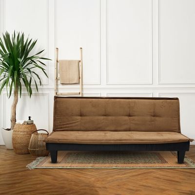 Manolo Fabric Sofabed Modern Heavy-Duty 3-Seater Sofa Bed – Convertible Couch, Upholstered, Space-Saving, Durable Frame, Comfortable Seating for Living Room (Brown)