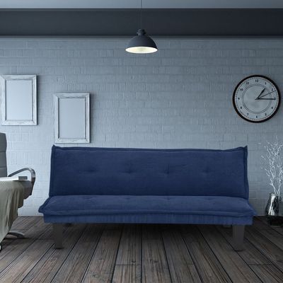 Manolo Fabric Sofabed Modern Heavy-Duty 3-Seater Sofa Bed – Convertible Couch, Upholstered, Space-Saving, Durable Frame, Comfortable Seating for Living Room (Blue)