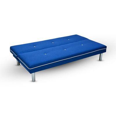 Modern 3 Seater Convertible Sofa Bed, Heavy Duty, Upholstered, Space-Saving (BLUE)