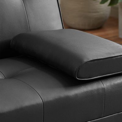 Modern Futon Sofa Bed, Faux Leather Upholstered Sofa, Convertible Folding Sofa Couch With Removable Armrests And 2 Cup Holders Couch Sofa Sleeper For Small Space,Home, (Black)