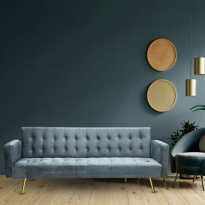 Lamerge Sofa Bed, Modern Convertible Sleeper Sofa Bed Wooden Frame Small Folding Sofa Couch For Living Room, Bedroom, Compact Spaces (Grey)